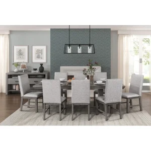 9 Piece Gray Dining Table Set.