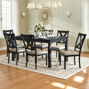 Grey & White Dining Table with 6 Chairs.