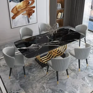Marble Top, 6/8 Chairs Table Set.