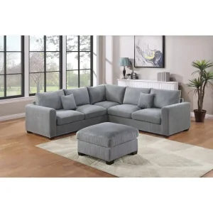 L-Shape Corduroy Sectional Sofa Set.