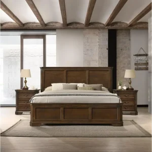3-Piece Wood Queen Bedroom Set and 2 Nightstands.