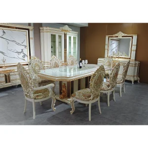 Wooden Dining Table Set, 8 Chairs.