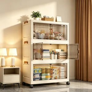 19.7in 3/4/5/6-Tier Foldable Storage Cabinet with Wheels.