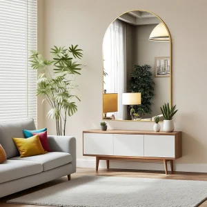 26"x38" Arched Metal Framed Wall Hanging Dining/Livingroom Mirror.