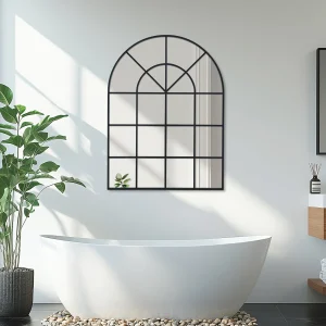 Decorative Vanity Mirror with Sleek Black Metal Frame for Bathroom,