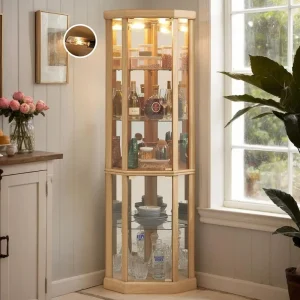 70" Tall Illuminated Glass Display Case.