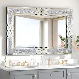 Crushed Diamond Wall Mirror Rectangular Glass.