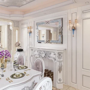 Large Crystal, Crushed Diamond Wall Mirror For Dining Room.