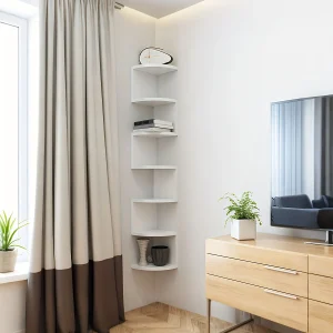 7-Tier Rustic Wall-Mounted Corner Shelf. Bedroom