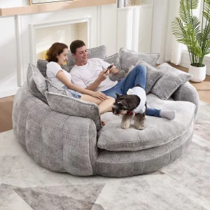 Modern Chenille Boneless Couch, Memory Foam 81.1" Cloud Sleeper Sofa  with 14 Pillows.