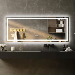 60 x 24 in. LED Bathroom Mirror with Memory, Stepless Dimmable/Anti-Fog/Shatter-Proof.