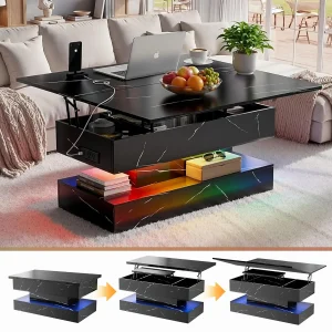 40" Lift Top 4‑in‑1 Multi-Function Coffee Table with Storage & Charging Station.