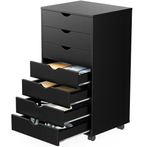 Black 7 Drawer Chest Dresser.