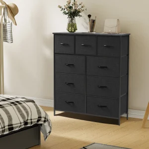 Black 9 Fabric Drawer Dresser.